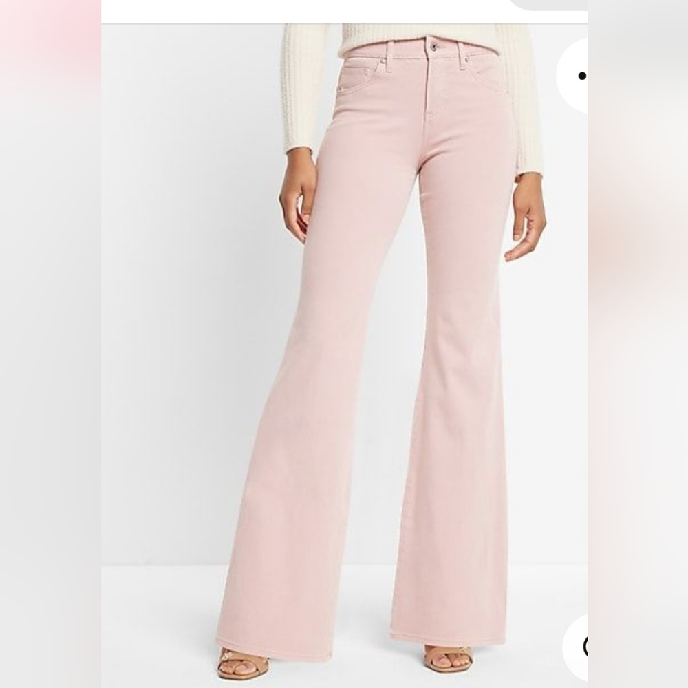 Express Mid Rise '70s Flare Mocha Jeans Size 0 Long Conscious Edit NWT